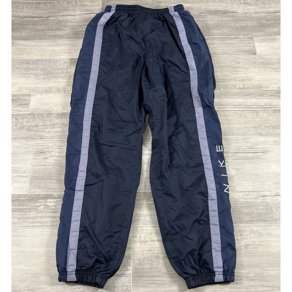 Nike Joggers Youth Boys Large (12-14) Blue Track Stripe Logo Nylon Lined‎ Y2K